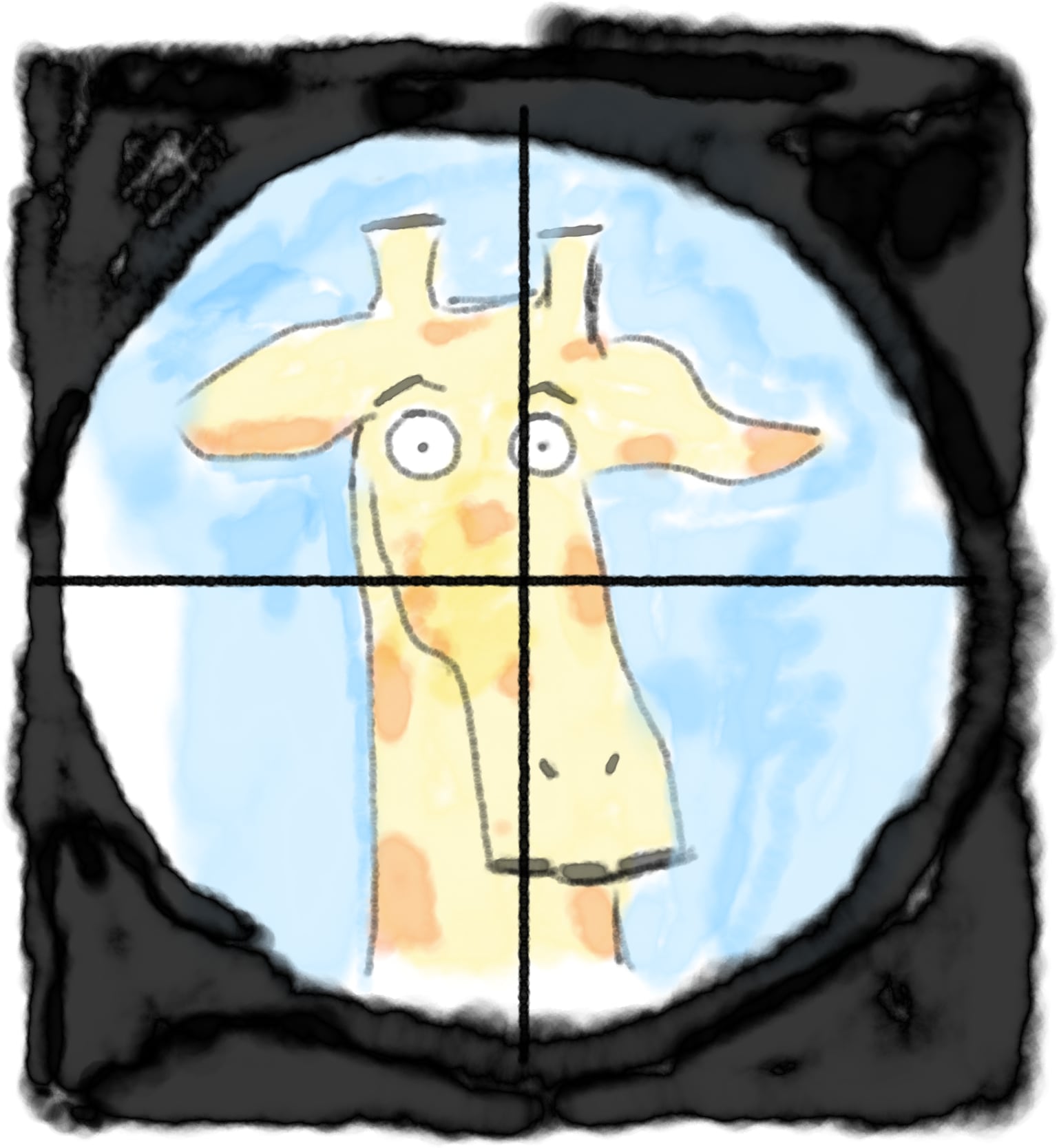 A giraffe in crosshairs.